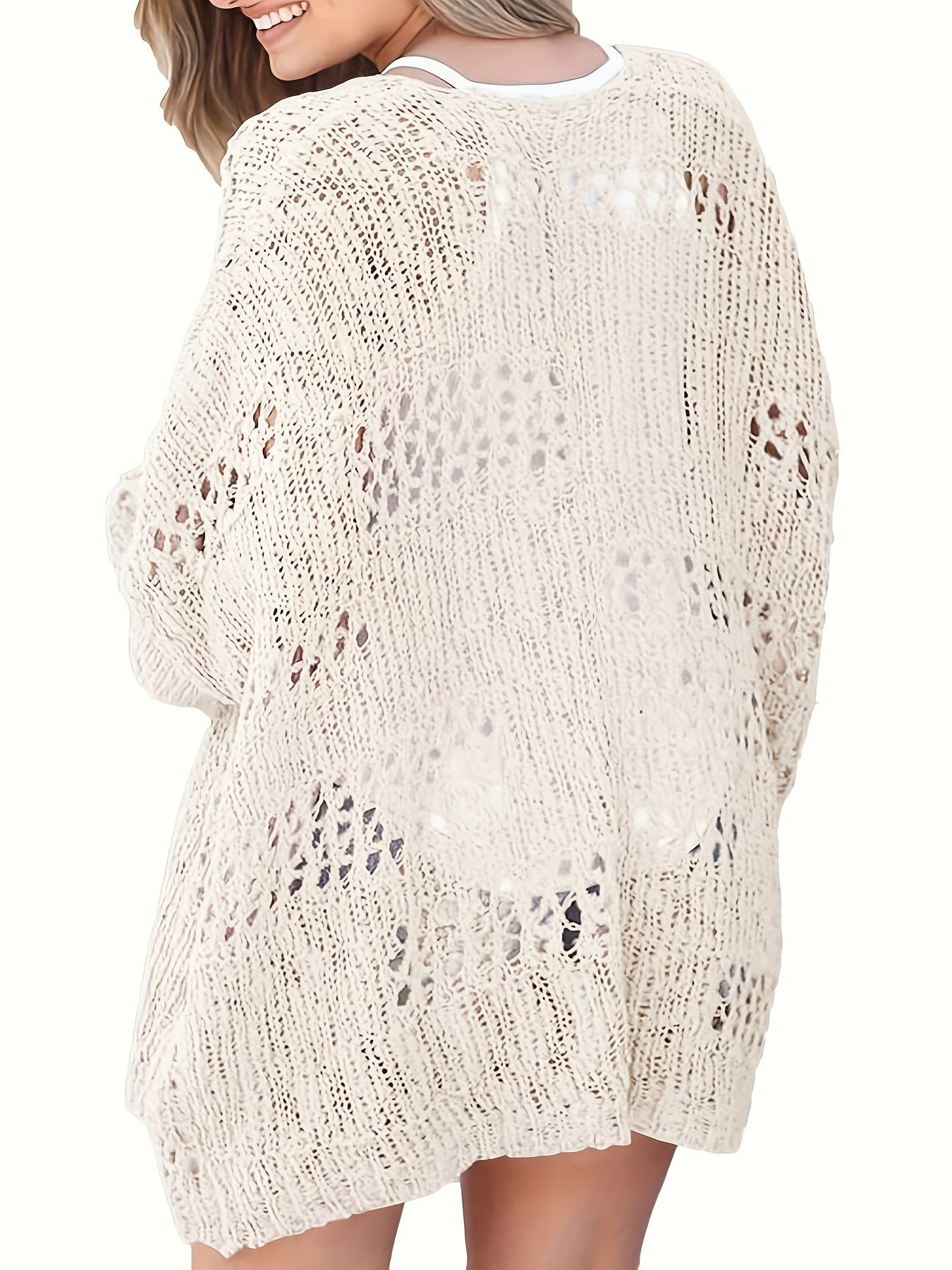 Hollow Out Lantern Sleeve Cardigan