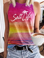 Sunset Letter Print Tank Top Sleeveless Summer Tank Top