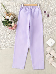Girls' Straight Leg Casual Pants With Pocket