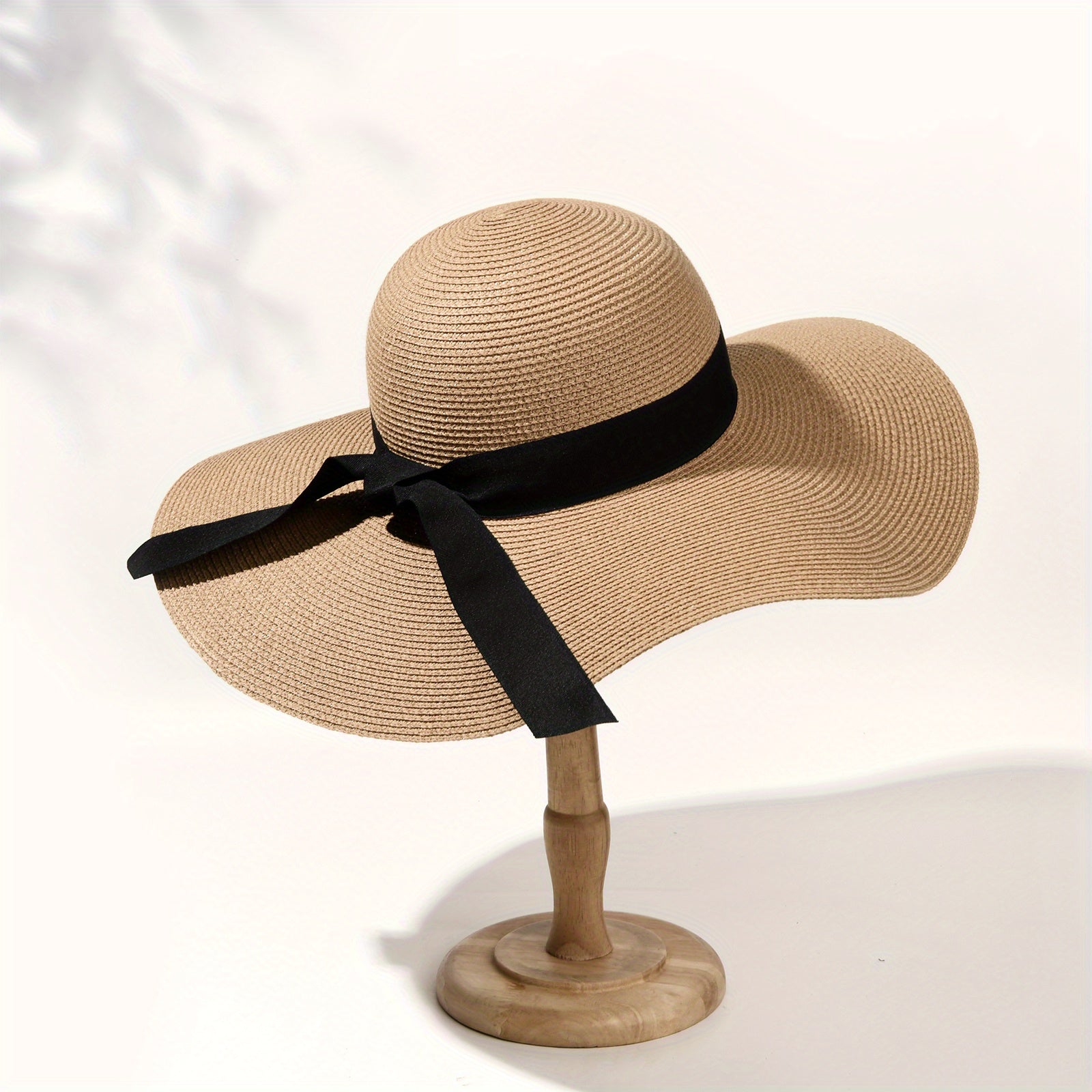 Women's Floppy Sun Hat Ribbon Bowknot Wide Brim Straw Hat