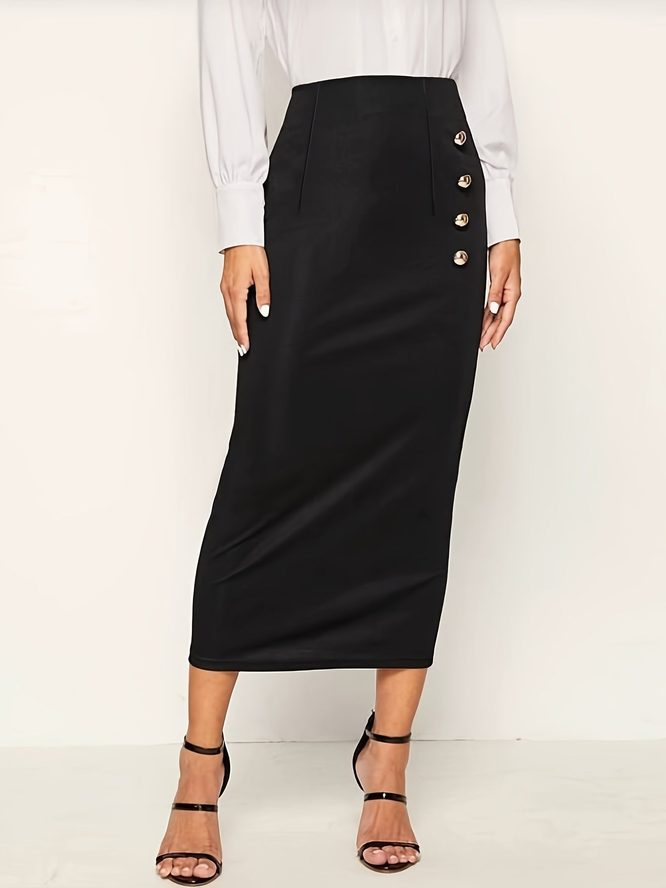 High Waist Maxi Skirt Slim Solid Office Skirt Women's Clothing
