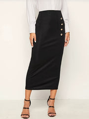 High Waist Maxi Skirt Slim Solid Office Skirt Women's Clothing