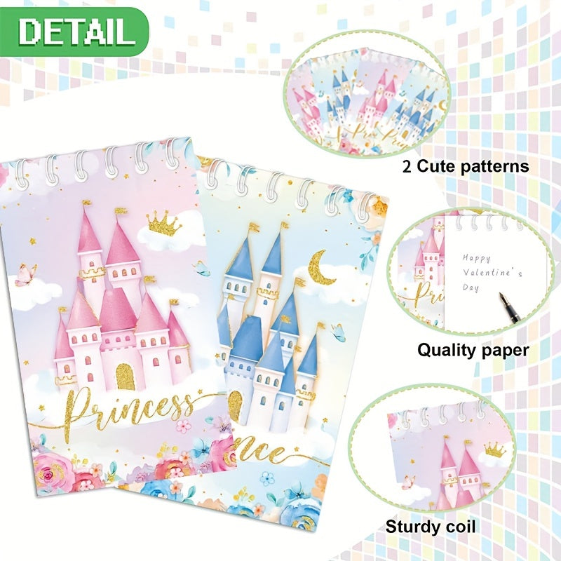 6pcs Prince And Princess Mini Notebooks Castle Crown Notepad