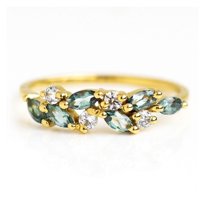 Zircon Inlaid Promise Ring 18K Plated Engagement Women's Gift