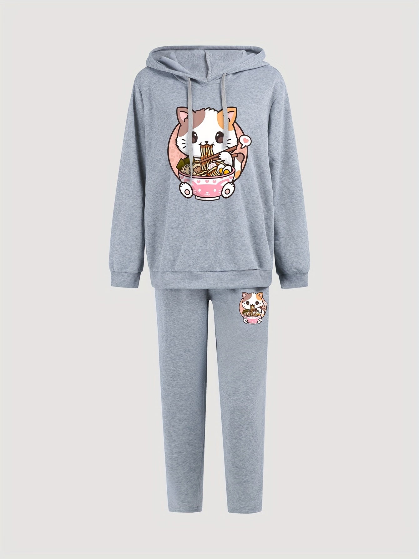 Women's Plus Cat Hoodie & Sweatpants Set