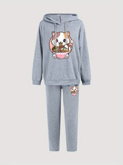 Women's Plus Cat Hoodie & Sweatpants Set