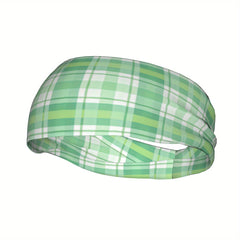 Vintage Plaid Headband Green Checkered for Sport & Casual Outfits