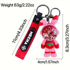 Cartoon Rotating Punk Rabbit Car Key Chain School Bag Pendant