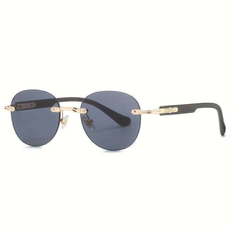 Round Rimless Sunglasses UV400 Gradient Glasses for Driving