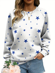 Women's Star Print Pullover Sweatshirt for Fall & Winter