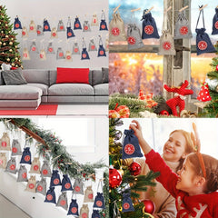 24 Burlap Advent Calendar Bags, 3 Colors, DIY Craft