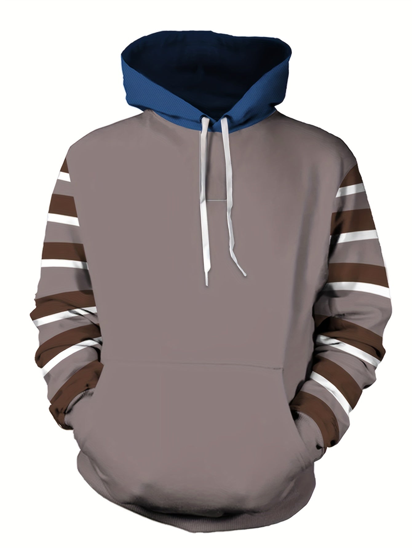 Stripe Long Sleeve Hoodie With Kangaroo Pocket for Men