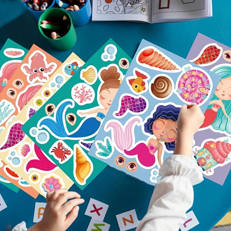 Mermaid Sticker Set for Kids - 32 Sheets Mermaid Princess Face Stickers