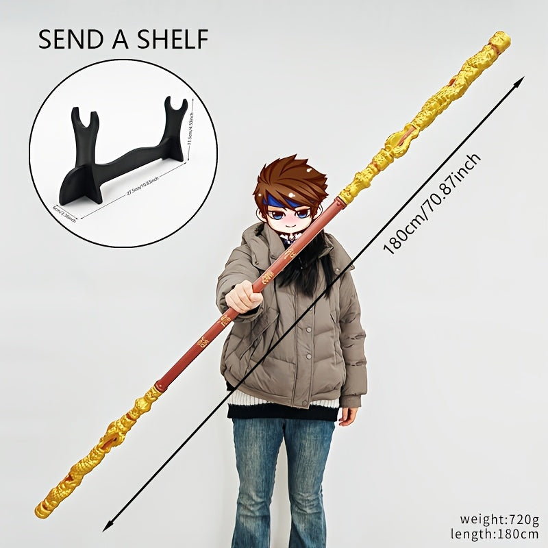Anime Inspired Golden Hoop Staff 1.8m Detachable Cosplay Accessory with Stand