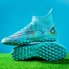 Men's High Top TF Football Boots Anti-Skid Cleats