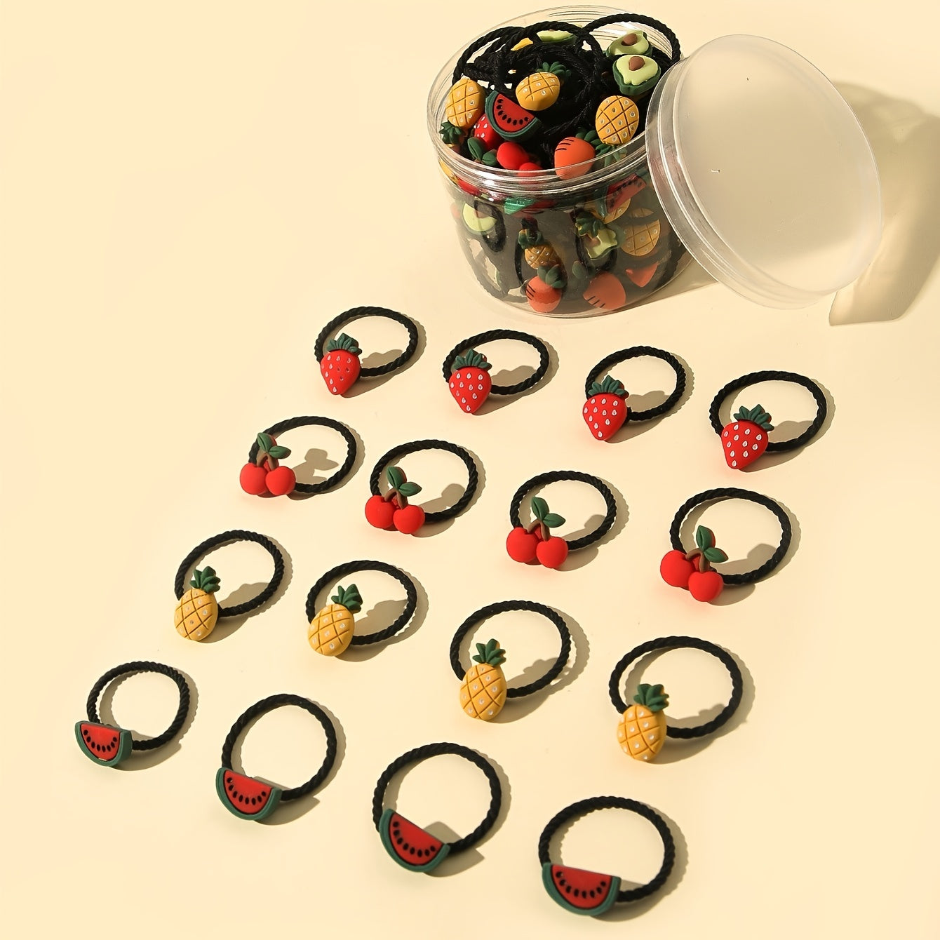 30pcs Girls Fruit Hair Tie Stretch Hair Rope Hair Ring Hair Accessories
