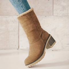 Women's Faux Fur Lined Block Heeled Ankle Boots