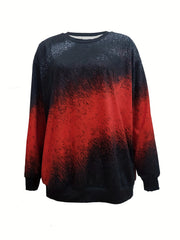 Block Sweatshirt Crew Neck Long Sleeve Casual Sweatshirt