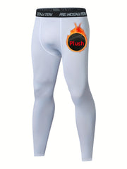 Men's Fleece Skinny Fit Leggings Thick Stretch Warm Long Pants For Winter