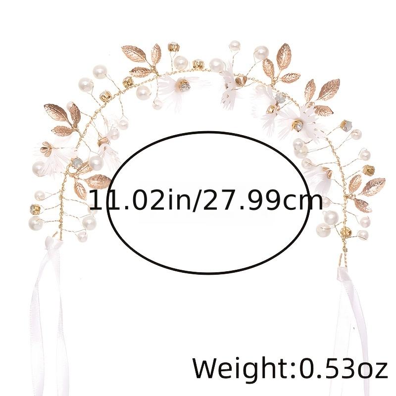 Faux Pearl Flower Leaf Headband Hairband Tiara for Bridal Wedding