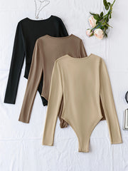 3pcs Long Sleeve Solid Yoga Jumpsuit Women's Activewear