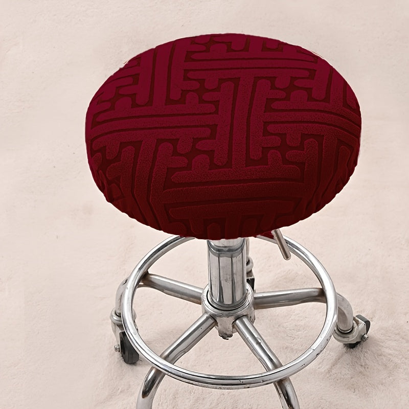 Round Stool Dining Chair Slipcover Jacquard Dust Proof Soft Stool Cover