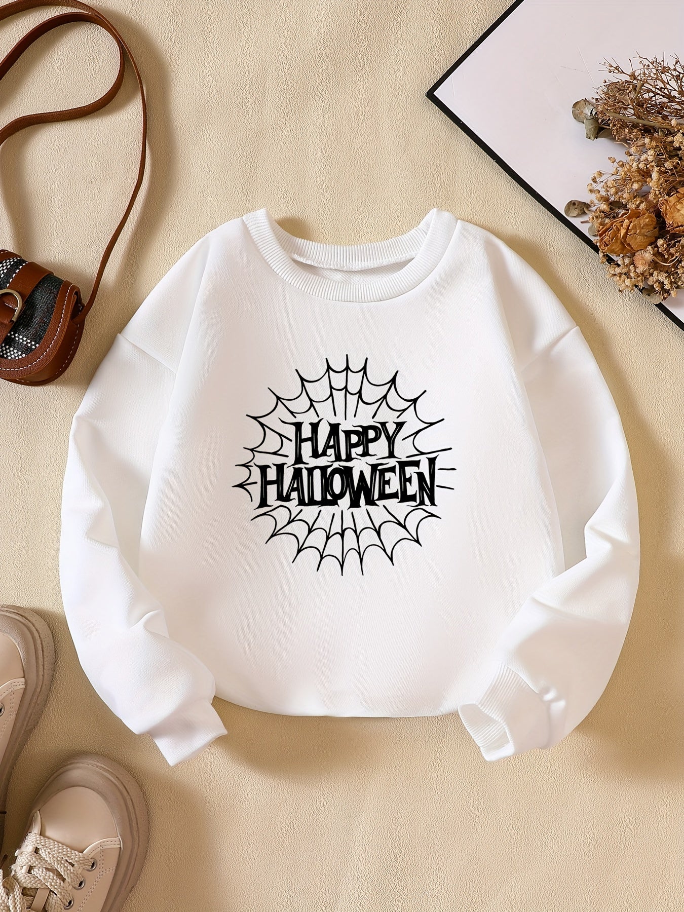 Halloween Boo Letter Print Boys Casual Sweatshirt