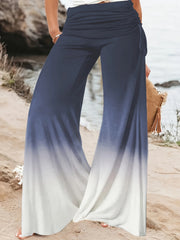 Women's Plus Tie Dye Ombre Print High Waist Wide Leg Drawstring Pant