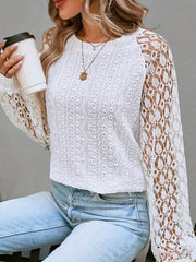 Lace Long Sleeve Round Neck Top