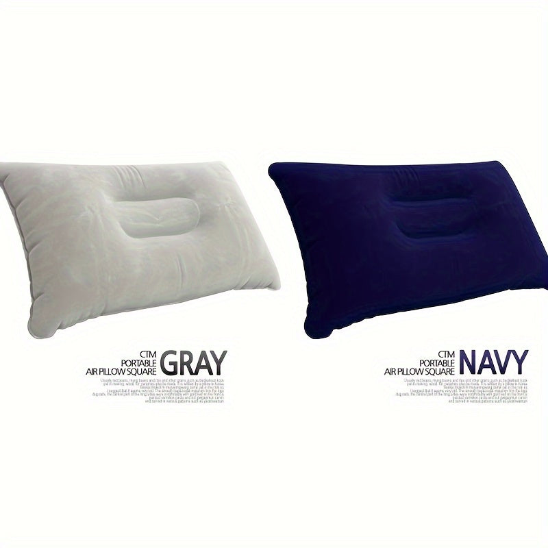 2pcs Portable Inflatable Pillows Thickened Flocking Square Camping Pillow