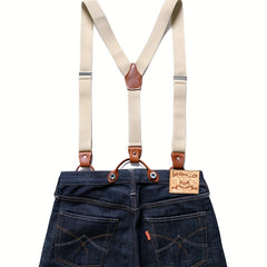 Men's Leather Retro Gentleman Clip Suspenders Pants Harness Clips