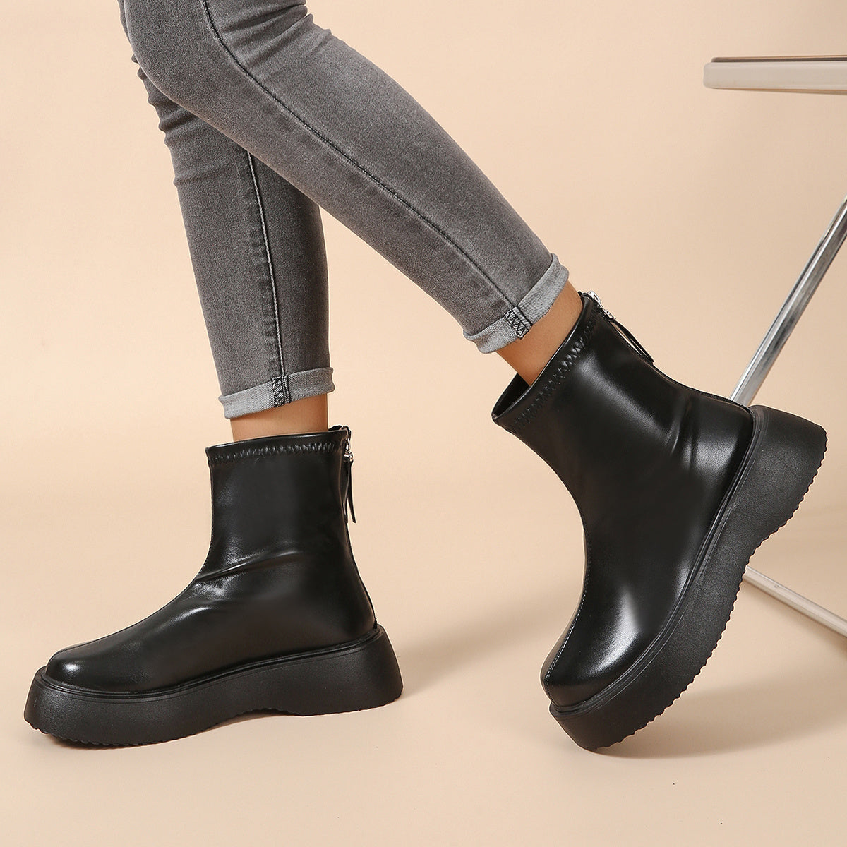 British Style Zip Back Combat Boots