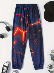 Boy's Geo Print Elastic Casual Pants All match Trousers