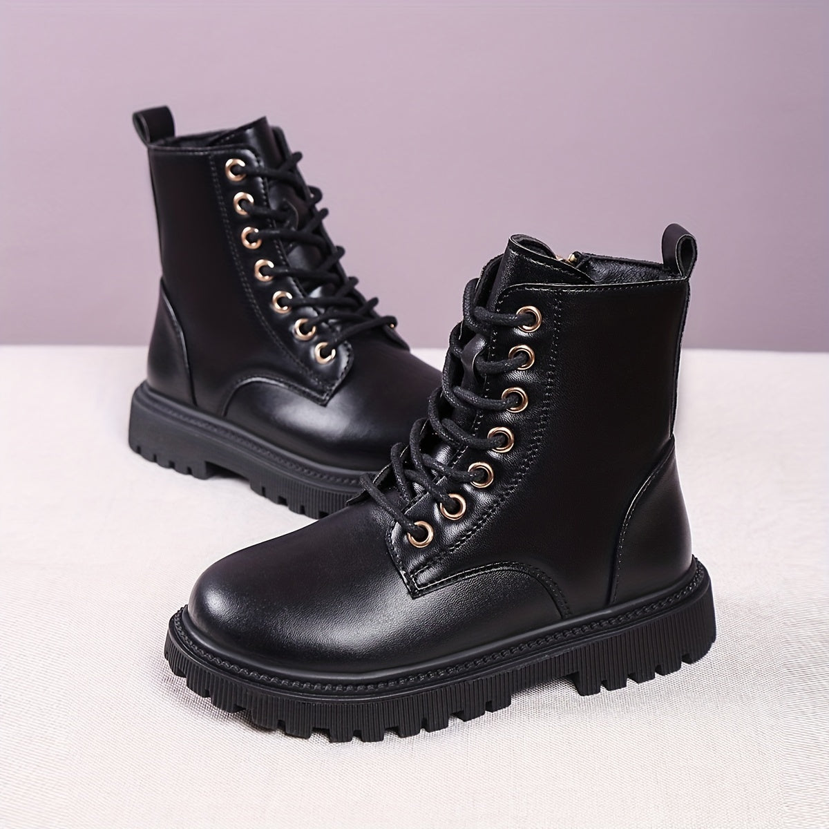 Stylish Girls' High Top Leather Combat Boots for Fall Winter