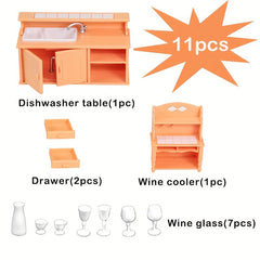 Kitchen Play Toy Cabinet Set with Wine Glasses and Sink Toys