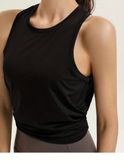 Comfortable Split Sports Tank Top Round Neck Running Fitness Loose Workout Top