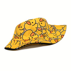 Yellow Duck Cartoon Bucket Hat Full Print Lightweight Fisherman Cap