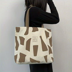 Canvas Tote Bag Large Capacity Zippered Travel Shopper