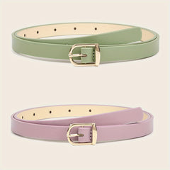 2pcs Square Buckle Belt Girls Casual Decorative Accessories for Pants