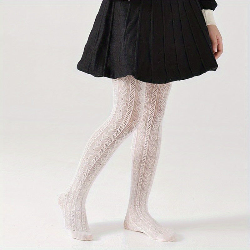 Girl s Heart-shaped Lace Pantyhose Stockings Ultra thin Breathable Tights