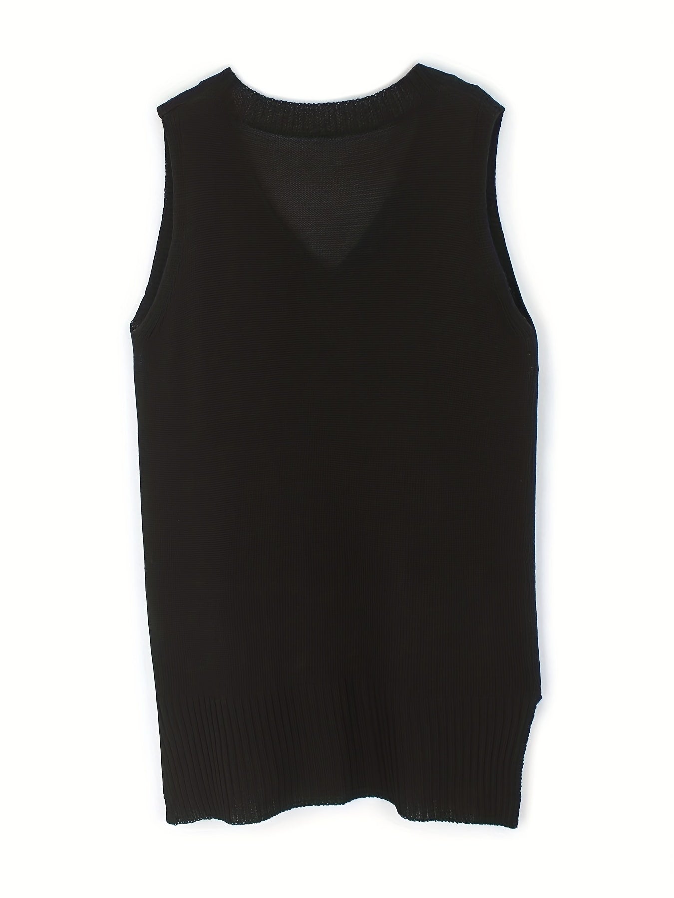 Solid V Neck Sweater Vest Sleeveless Casual Sweater
