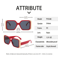Multicolor Women's Square Sunglasses With Zipper Case
