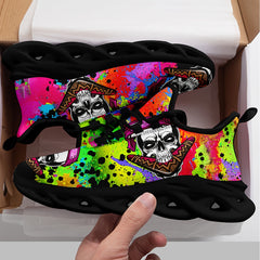 Skull & Tie dye Thick Sole Running Shoes Breathable Lightweight Sneakers