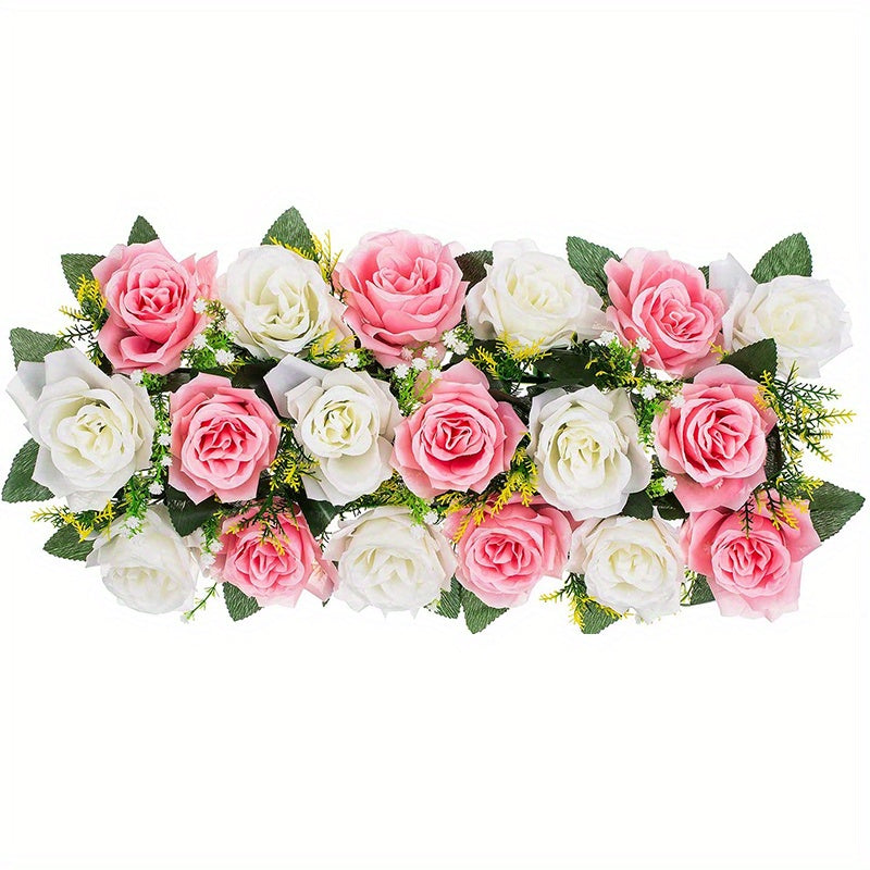 Artificial Rose Floral Centerpiece for Table Runner Kitchen Living Room