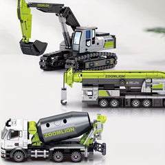 Construction Vehicle Building Blocks Excavator Cement Truck Crane Bulldozer DIY