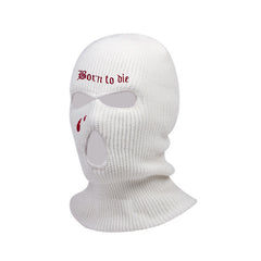 3 Holes Letter Embroidered Knit Cap Wool Ear Protection Riding Cap