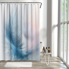 Waterproof Colorful Feather Polyester Shower Curtain