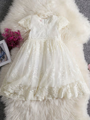 Toddler Girls Puff Sleeve Princess Dress Kids Summer Clothes