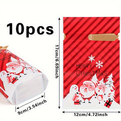 10pc Christmas Candy Bags Ribbon Drawstring Packaging