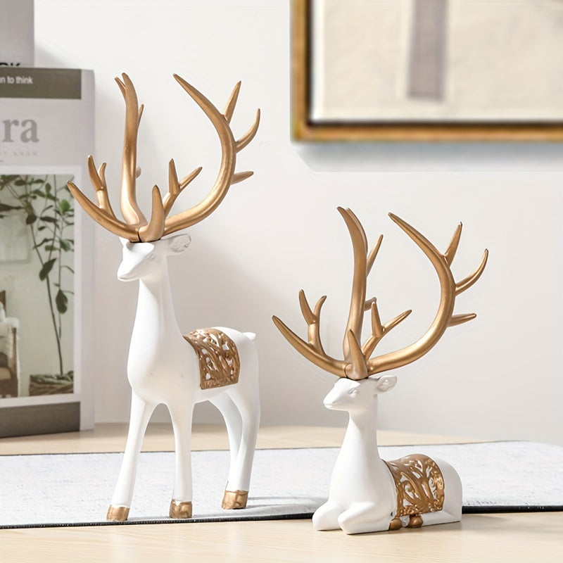 Modern Deer Wine Cabinet Set, Golden Light Style, 2pcs